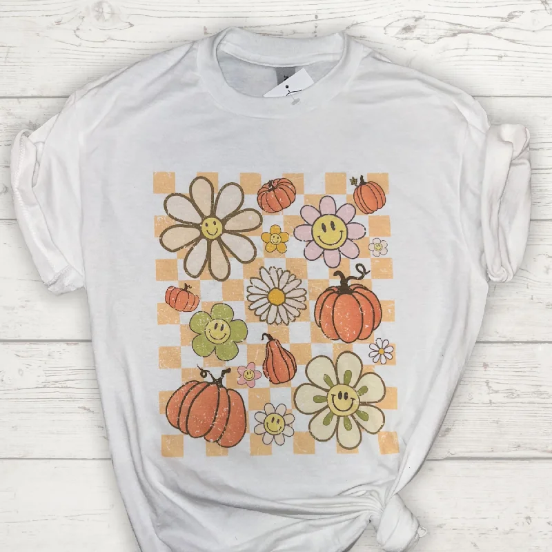 Fall Smiley Face Tee Polka Dot Checkered Tartan