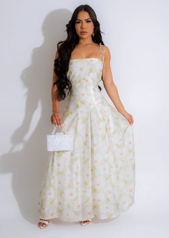 Floral Elegance Maxi Dress Green Comfortable Ruffle Maxi Dress