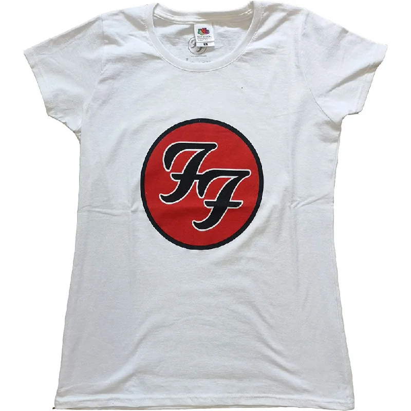 Foo Fighters Ladies T-Shirt: FF Logo Notch Collar Peter Pan Collar Cowl Neck