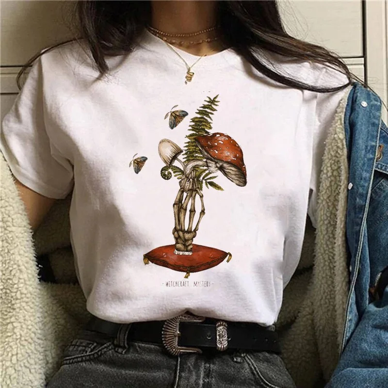 DressBetty - Funny Mushroom Print T-shirt Women's Fashion Versatile Top T-shirt Mesh Blend Leather Blend Suede Blend DressBetty - Funny Mushroom Print T-shirt Women's Fashion Versatile Top T-shirt Mesh Blend Leather Blend Suede Blend