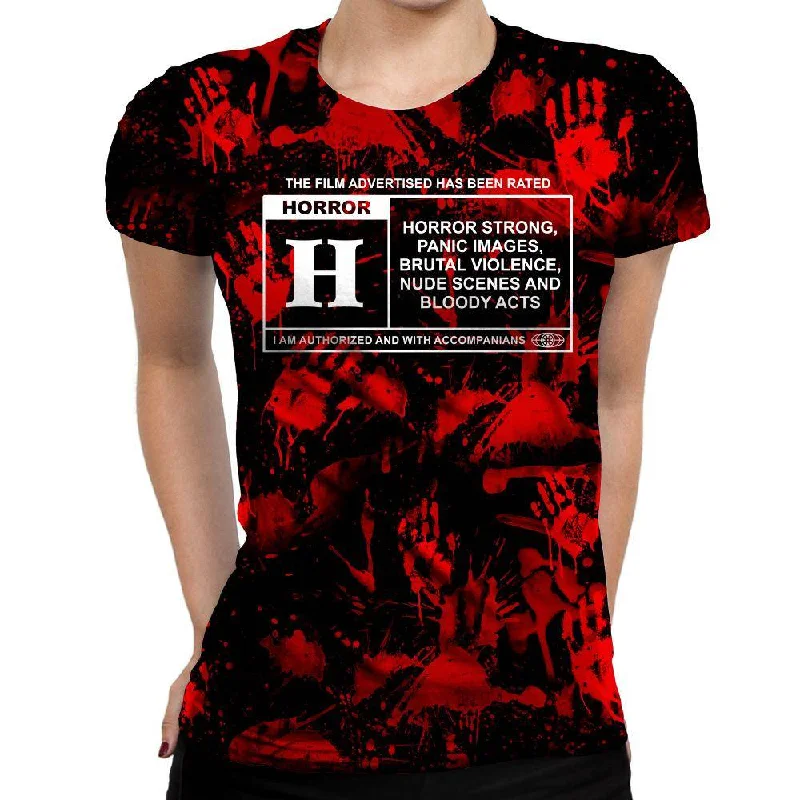 Horror Film Classification Womens T-Shirt Hooded Caped Shawl Collar