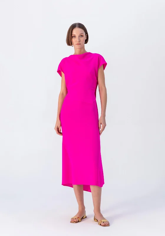 Kameya Cut-Out Back Maxi Dress, Fuchsia Stylish Long Sleeve Maxi Dress