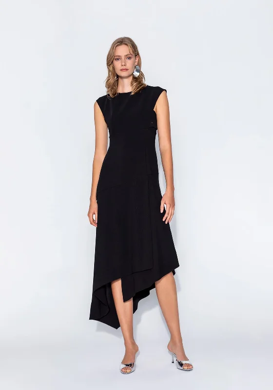 Kameya Studded Cross Over Back Maxi Dress, Black Fashionable High-Low Maxi Dress