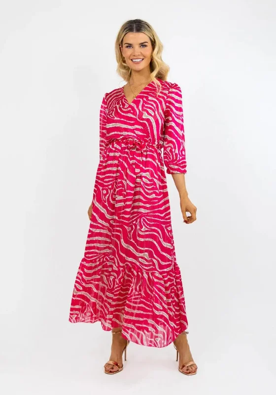 Kate & Pippa Modena Animal Print Maxi Dress, Fuchsia Fashionable Chiffon Maxi Dress