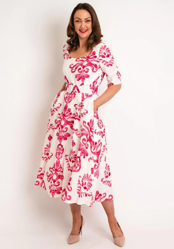 Kate Cooper Two-Tone Floral A-line Maxi Dress, Watermelon Fashionable Printed Maxi Dress