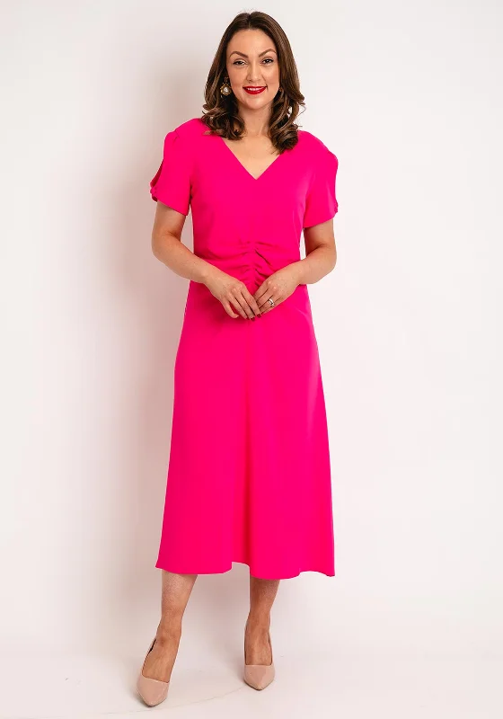 Kate Cooper Ruched Bodice A-Line Maxi Dress, Watermelon Pink Stylish Off-Shoulder Maxi Dress