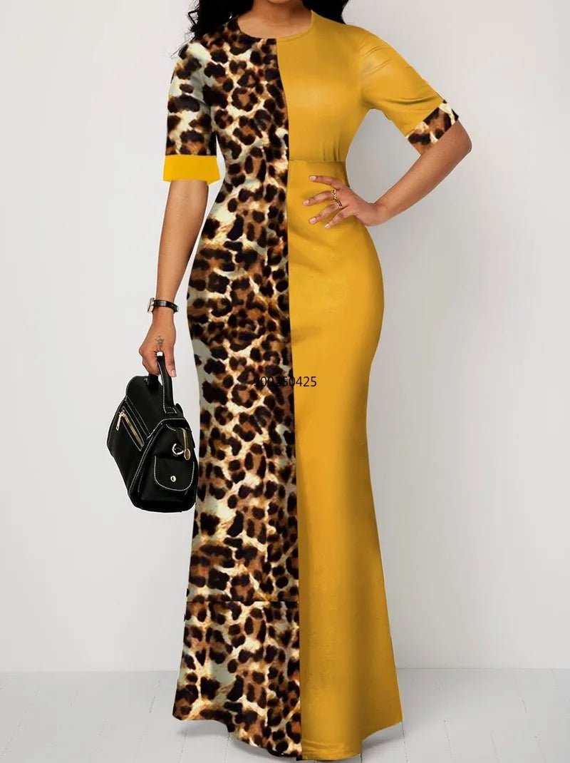 African Inspired Dashiki Print Leopard Robe Gowns: Elegant Long Maxi Dresses Cozy Wrap Maxi Dress