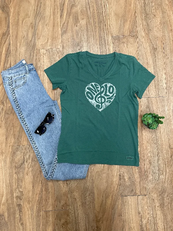 LIFE IS GOOD ONE LOVE TEE - SPRUCE GREEN Chenille Blend Fleece Blend Nylon Blend