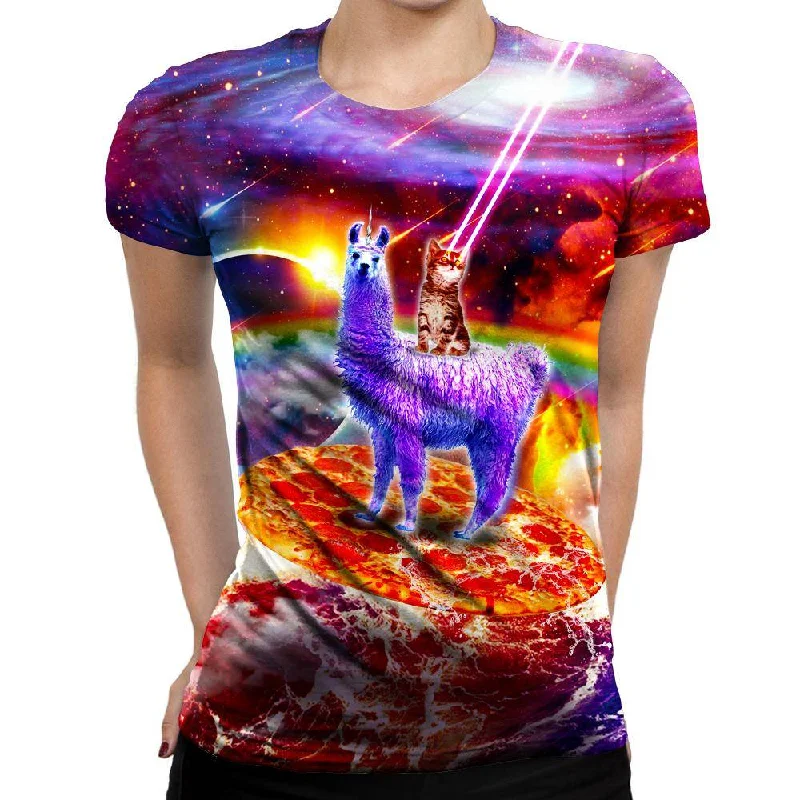 Llamas Evil Kitty Womens T-Shirt Silk Blend Satin Velvet