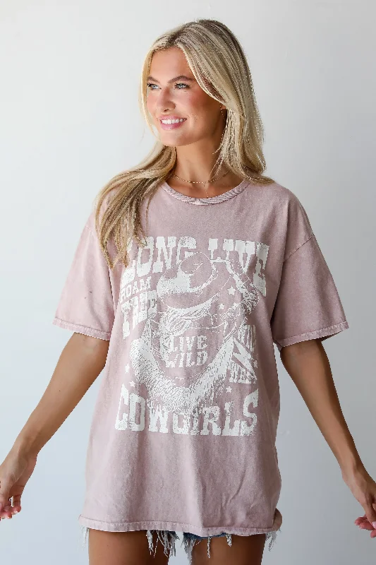 FINAL SALE - Long Live Cowgirls Taupe Graphic Tee Zippered Front Buttoned Front Snap Front FINAL SALE - Long Live Cowgirls Taupe Graphic Tee Zippered Front Buttoned Front Snap Front