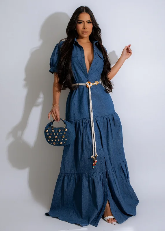 Mega Babe Maxi Dress Dark Denim Chic Summer Maxi Dress