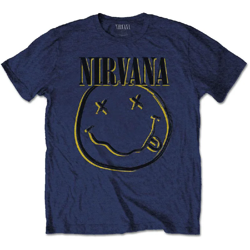 Nirvana Kids T-Shirt: Inverse Happy Face Ribbed T-Shirt High Neck Heavyweight