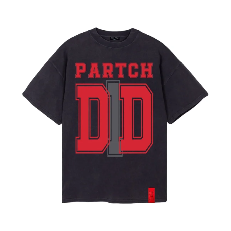 PARTCH DD1 College Oversized Tee Vintage Black Cotton Polka Dot Checkered Tartan