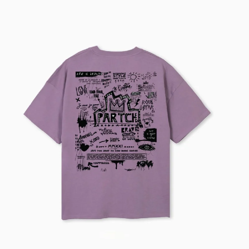 Partch Pop Love Oversized Tee Purple Cotton Handmade Hand-knitted Hand-woven