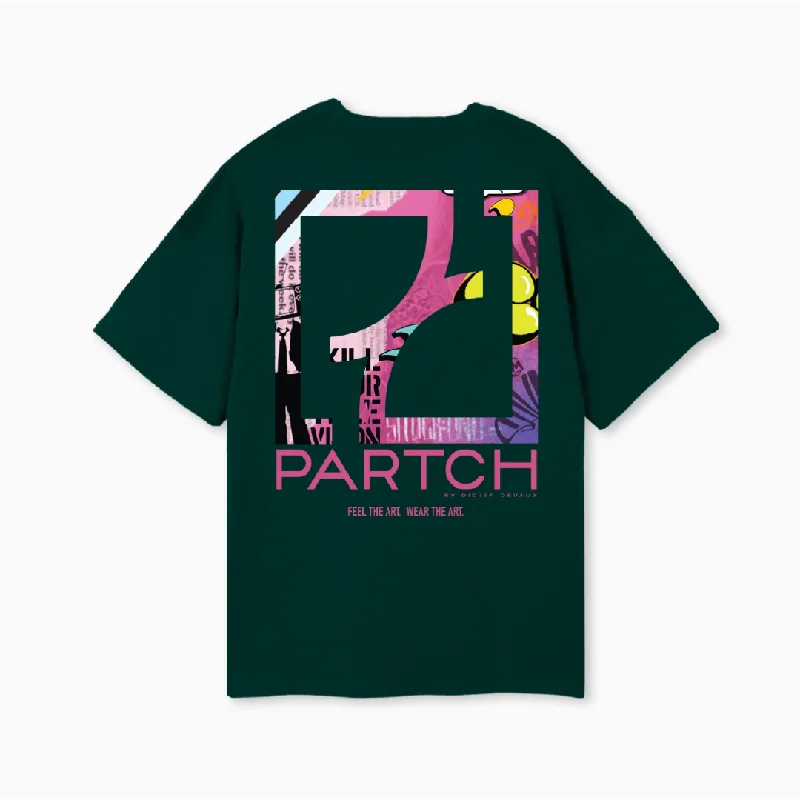 PARTCH Sense Oversized Tee Organic Cotton Green Thin T-Shirt Open Front Quick Dry