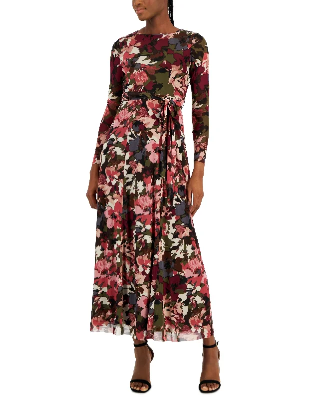 Petite Printed Long-Sleeve Maxi Dress Cozy Longline Maxi Dress