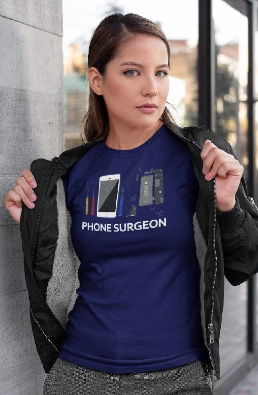 "Phone Surgeon" Ladies' short sleeve t-shirt Welt Pockets Slit Pockets Flap Pockets