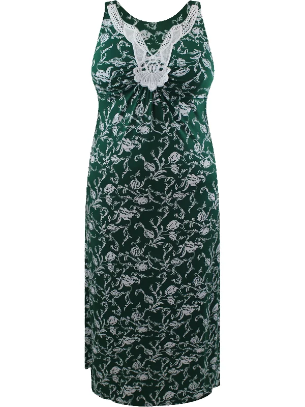 Floral Print Plus Size Sleeveless Maxi Dress Comfortable Casual Maxi Dress