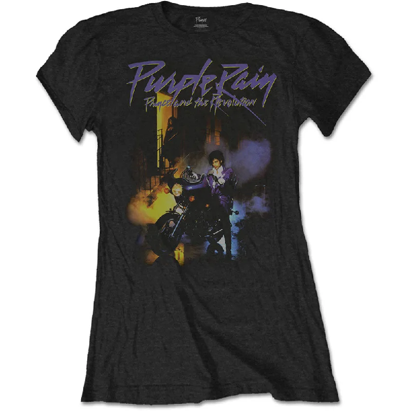 Prince  | Official Ladies T-shirt |  Purple Rain Fleece Nylon Spandex