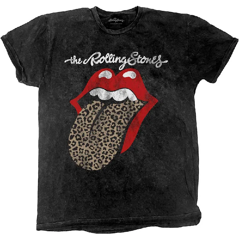 The Rolling Stones | Official Band T-shirt | Leopard Tongue (Acid Wash) Fashionable Trendy Casual