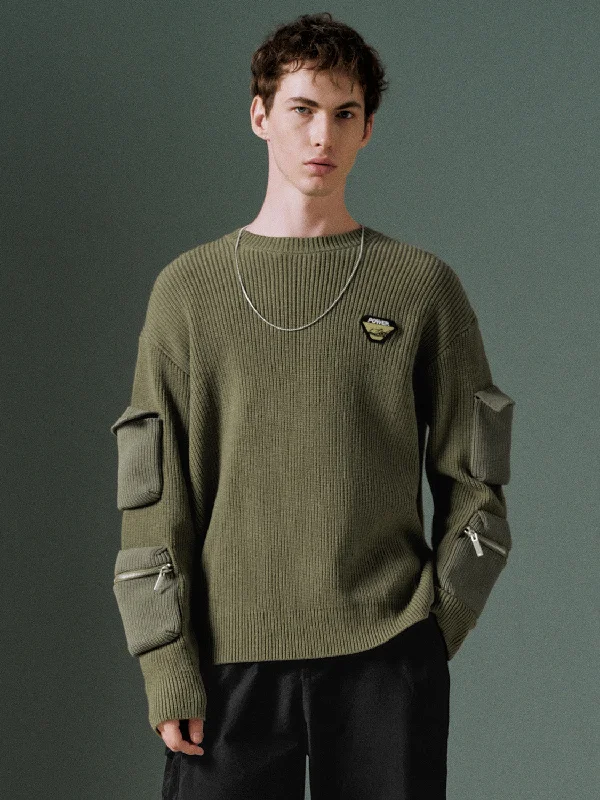 Side Pocket Knitted T-Shirts Silk Blend Satin Velvet