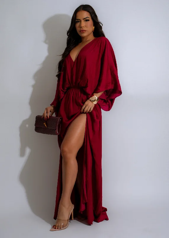 Siren’s Allure Maxi Dress Red Stylish Maxi Dress with Frills