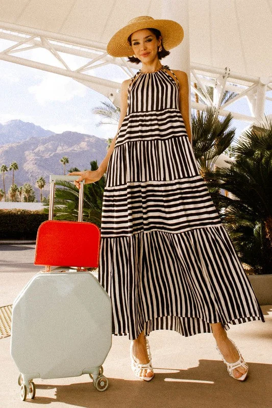 Sleeveless Stripe Tiered Maxi Dress *Online Only* Stylish Longline Maxi Dress