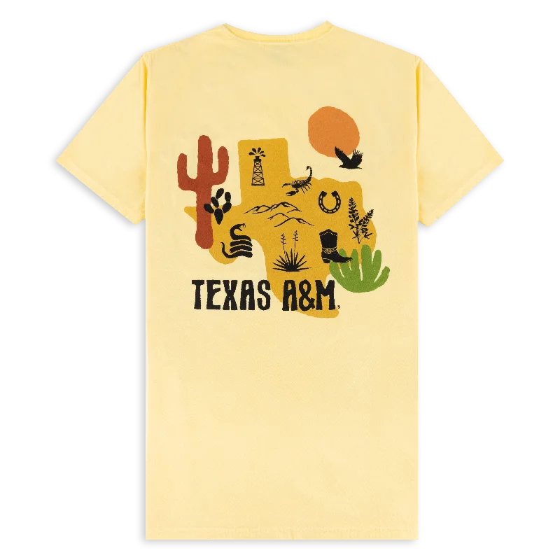 Texas A&M Yellow Cactus T-Shirt Fashionable Trendy Casual