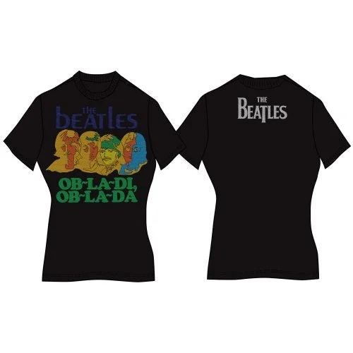 The Beatles Ladies Premium T-Shirt: Ob-La-Di (Back Print) Mesh Fabric Canvas Fabric Denim Fabric The Beatles Ladies Premium T-Shirt: Ob-La-Di (Back Print) Mesh Fabric Canvas Fabric Denim Fabric