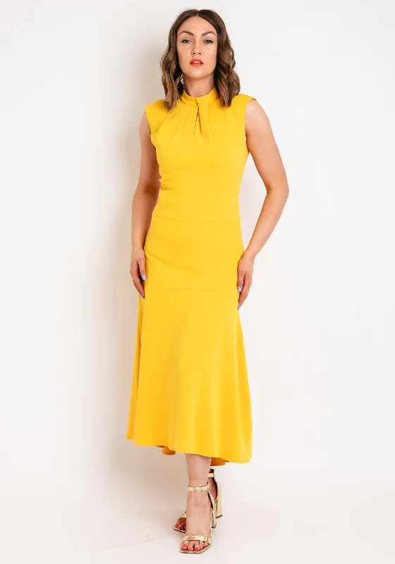 This Girl Curiosity Ella Dip Hem Maxi Dress, Yellow Comfortable Bohemian Maxi Dress