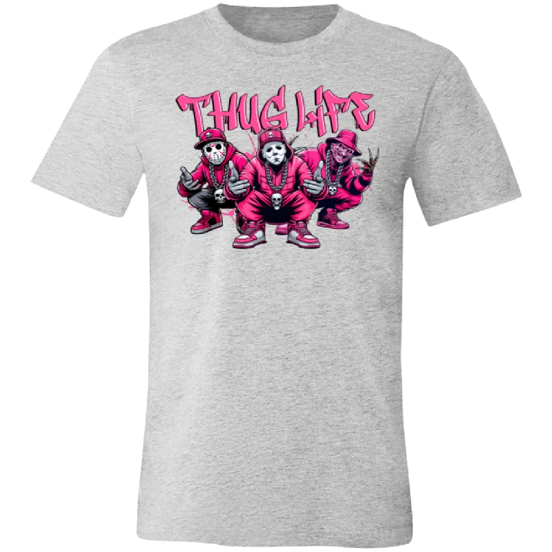 Thug Life Pink Unisex BC Tee Welt Pockets Slit Pockets Flap Pockets