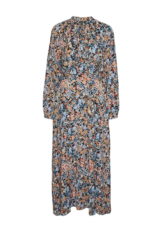 Vero Moda Ginny Floral Maxi Dress, Black Fashionable Halter Neck Maxi Dress