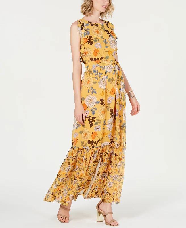 Vince Camuto Ruffled Flounce Hem Maxi Dress Fashionable Chiffon Tiered Maxi Dress