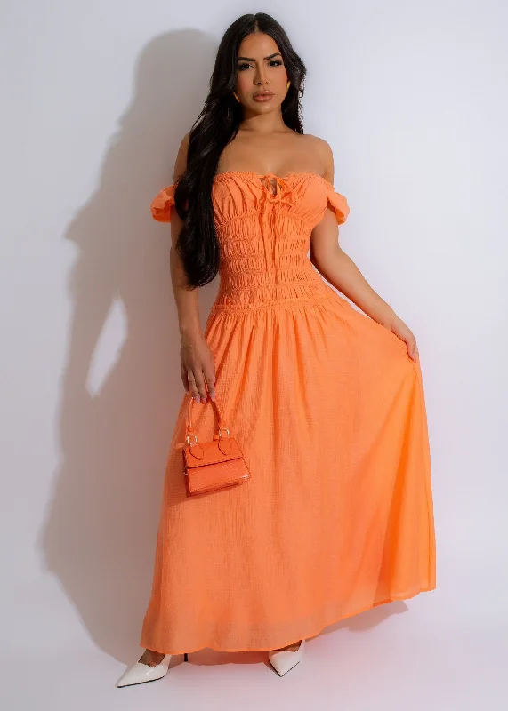 Well Wishes Maxi Dress Orange Stylish Long Sleeve Maxi Dress