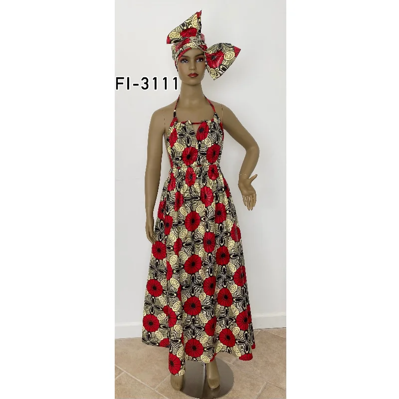 Women's Halter Neck Long Maxi Dress FI-3111 Elegant Boho Maxi Dress