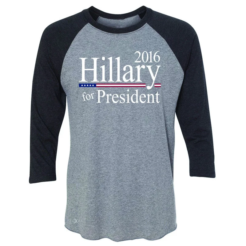 Zexpa Apparel™ Hillary  for President 2016 Campaign 3/4 Sleevee Raglan Tee Politics Tee Fleece Nylon Spandex