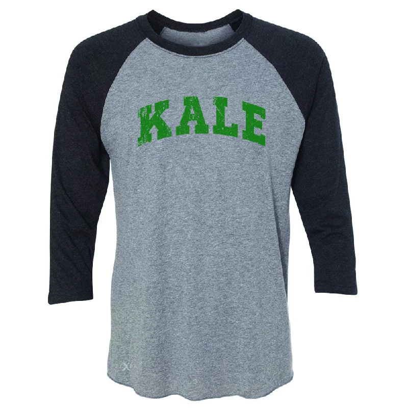 Zexpa Apparel™ Kale G University Gift for Vegetarian 3/4 Sleevee Raglan Tee Vegan Fun Tee Handmade Hand-knitted Hand-woven