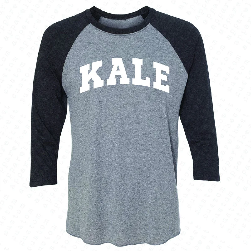 Zexpa Apparel™ Kale WN University Gift for Vegetarian 3/4 Sleevee Raglan Tee Vegan Fun Tee Zippered Front Buttoned Front Snap Front