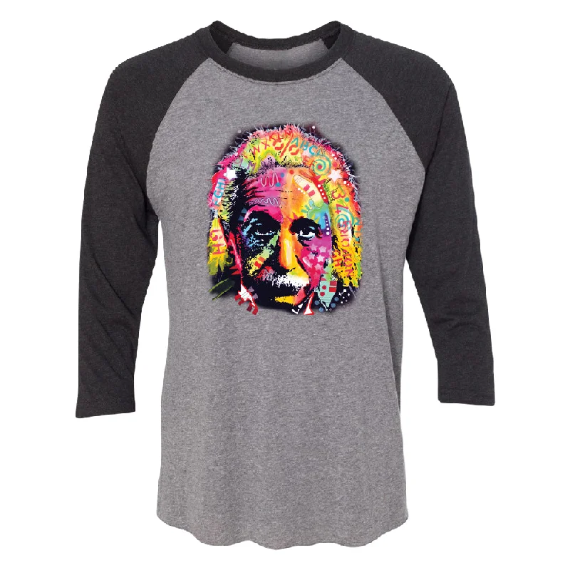 Zexpa Apparelâ„¢ Colored Einstein 3/4 Raglan Tee Print Jacquard Patchwork