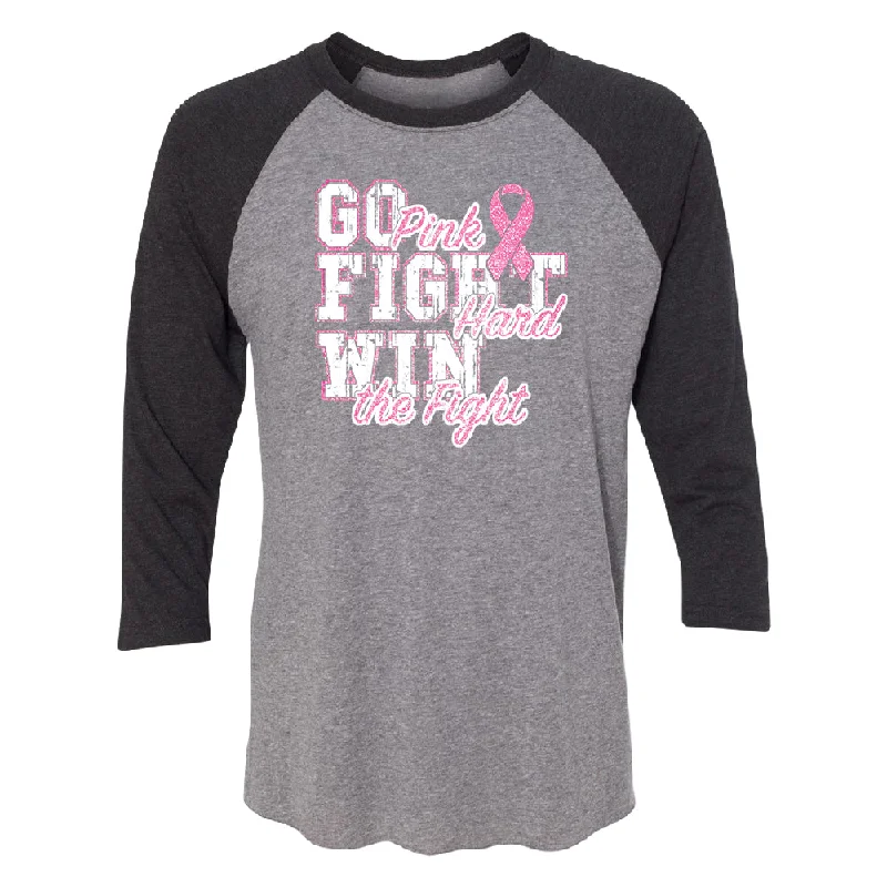 Zexpa Apparel™ Fight Hard Win The Fight 3/4 Raglan Tee Zippered Front Buttoned Front Snap Front