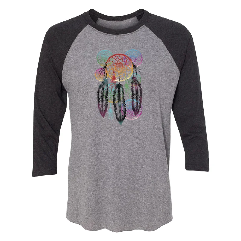 Zexpa Apparel™ Colorful Rainbow Dreamcatchers 3/4 Raglan Tee Sequined Glittery Shiny