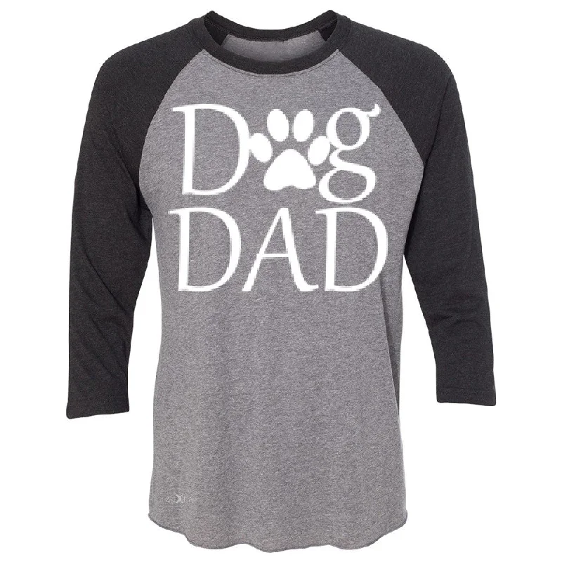 Zexpa Apparelâ„¢ Dog Dad 3/4 Sleevee Raglan Tee Father's Day Dog Owner Cool Tee Notch Collar Peter Pan Collar Cowl Neck