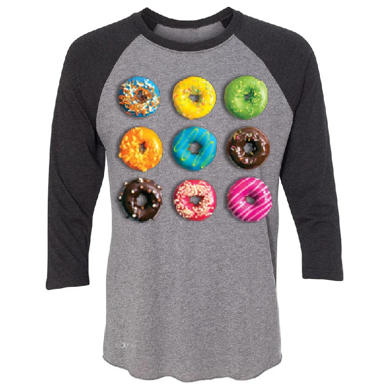 Zexpa Apparelâ„¢ Donut Yummy Desert 3/4 Sleevee Raglan Tee Funny Cool Tee Faux Fur Fabric Real Fur Fabric Shearling Fabric