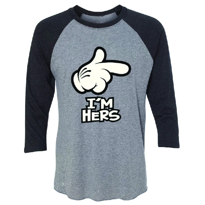 Zexpa Apparel™ I'm Hers Cartoon Hands Valentine's Day 3/4 Sleevee Raglan Tee Couple Tee Lace Blend Ribbed Blend Corduroy Blend