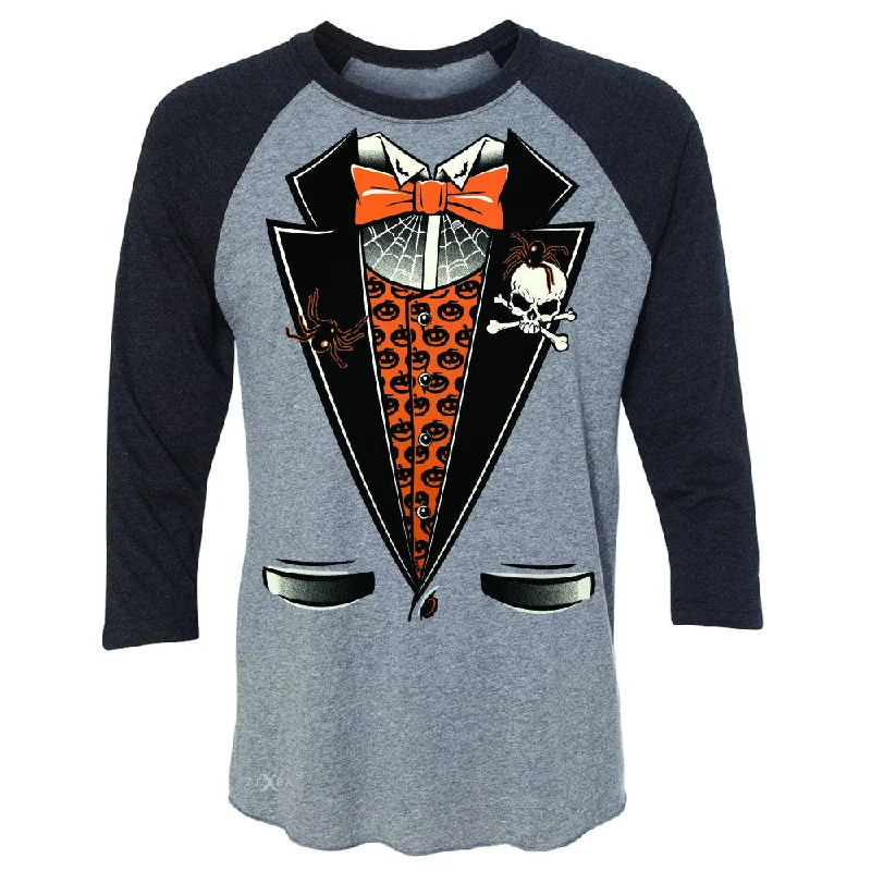 Zexpa Apparel™ Halloween Vampire Smokin Tuxedo 3/4 Sleevee Raglan Tee Cool Costume Tee Hooded Caped Shawl Collar