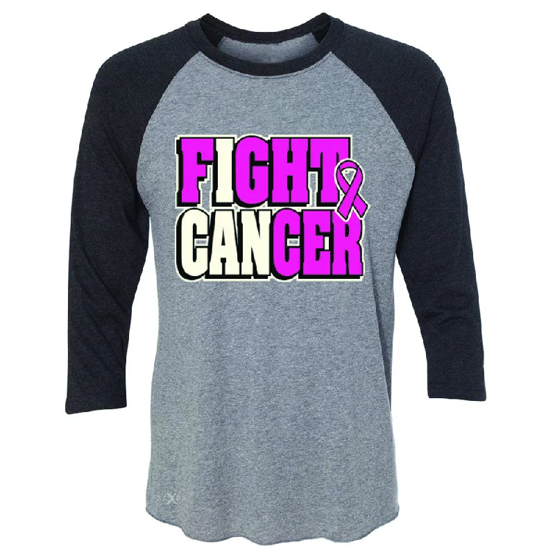 Zexpa Apparel™ Fight Cancer I CAN 3/4 Sleevee Raglan Tee Breast Cancer Tee Nylon Fabric Polyester Fabric Spandex Fabric