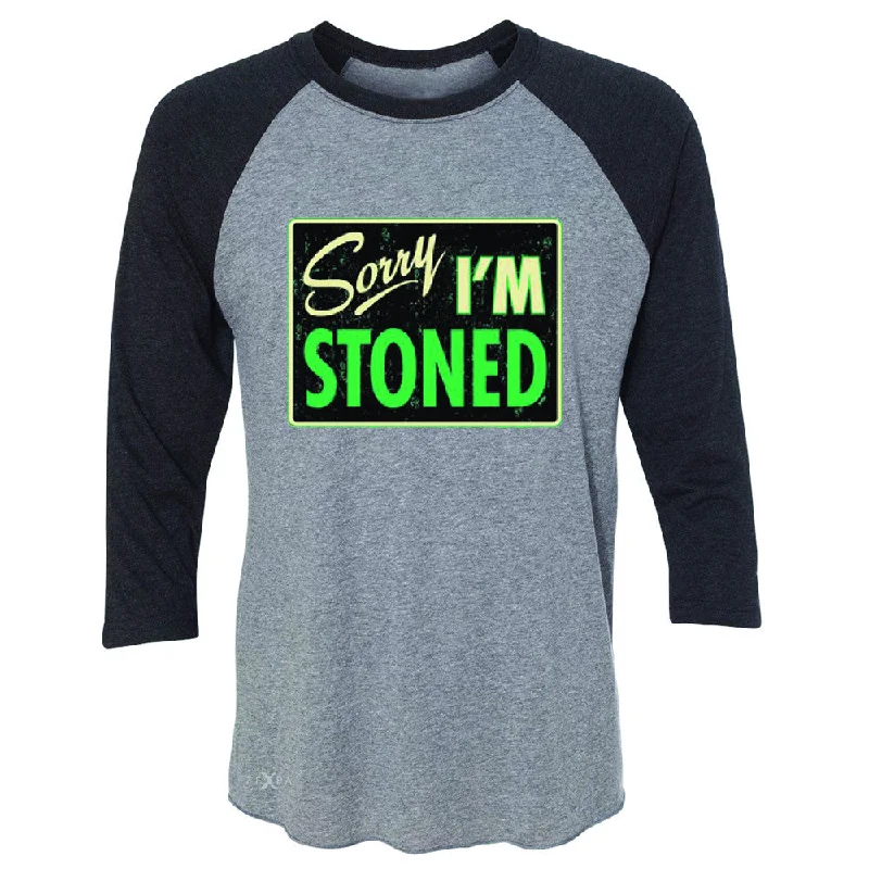 Zexpa Apparel™ I'm Stoned Weed Smoker 3/4 Sleevee Raglan Tee Fun Tee Iron Safe Non-Iron Wrinkle Free