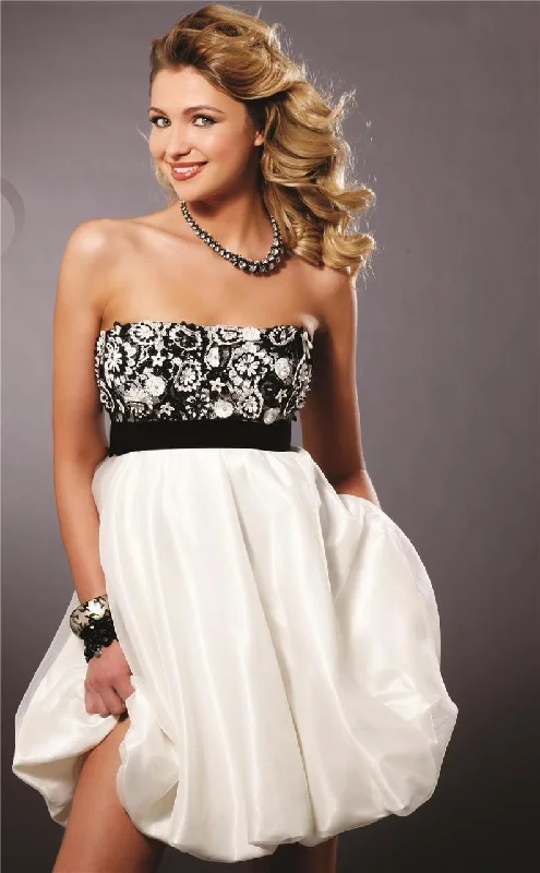 Blush by Alexia Designs - 9112SC Strapless Empire Mini Dress Classic Black Mini Dress Blush by Alexia Designs - 9112SC Strapless Empire Mini Dress Classic Black Mini Dress