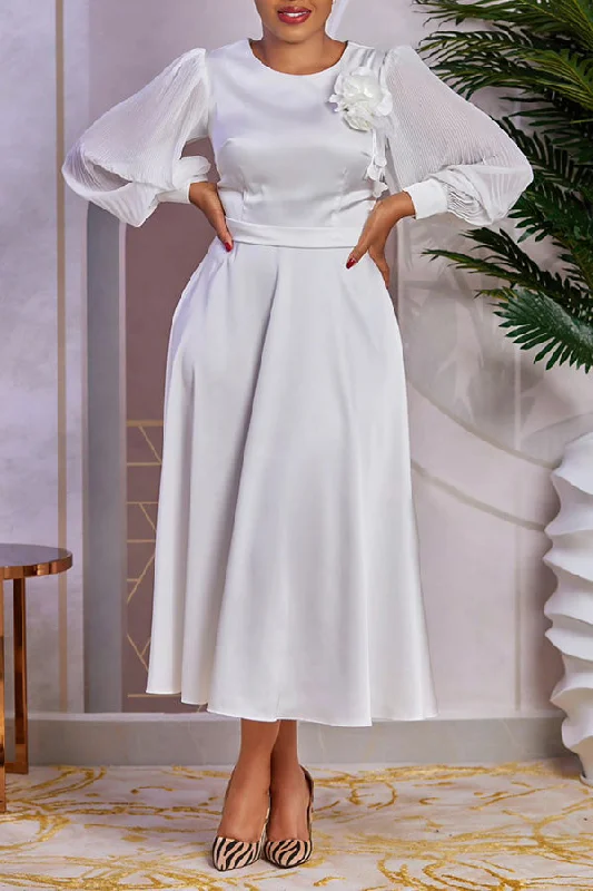 Elegant Lantern Sleeve Midi Dress Fashionable Off-Shoulder Dress Midi