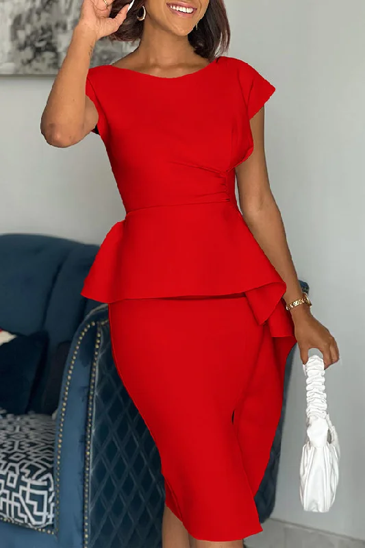 Elegant Asymmetrical Hem Midi Dress Stylish Halter Neck Midi Dress